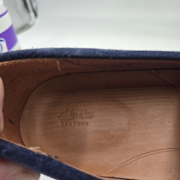 Clarks Mens Navy Blue Suede Clarkdale Penny Loafers size 9 M Crepe Sole Career main image 6